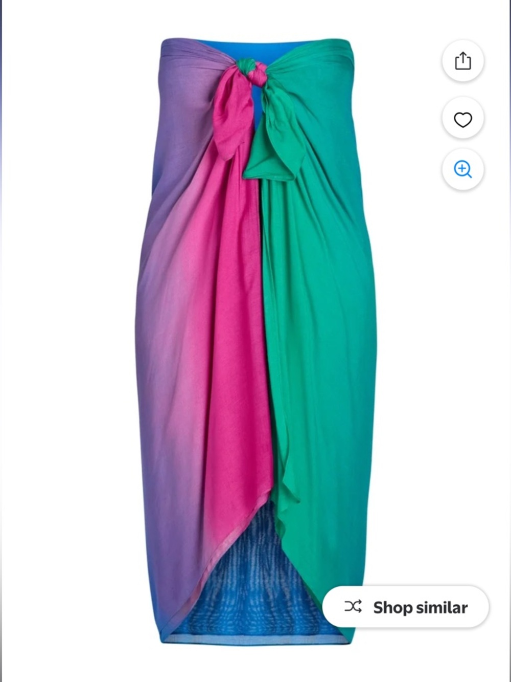 NWT Time and Tru Women's Ombre Blue Green Pareo Wrap Swim Cover- One Size *Flaw*
